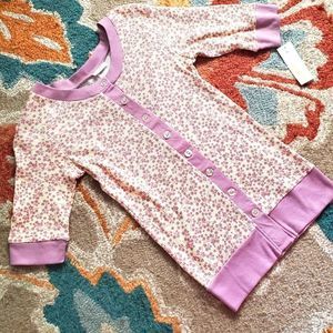 ANTHROPOLOGIE CAPELLI NEW YORK LAVENDER FLORAL WAFFLE KNIT THERMAL BUTTON UP TOP